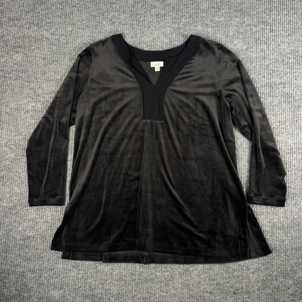 Pure Jill Tunic Top Womens XL Velour V-Neck Long Sleeve Minimalist Travel Lagom